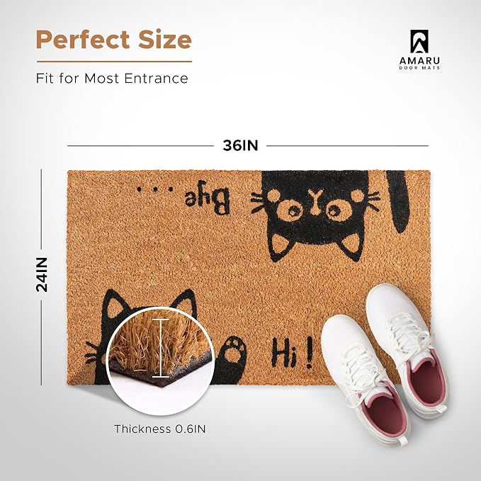 Hi-Bye Cat - 24"x36" - Coir Door Mat - Welcome Mats - Image 2