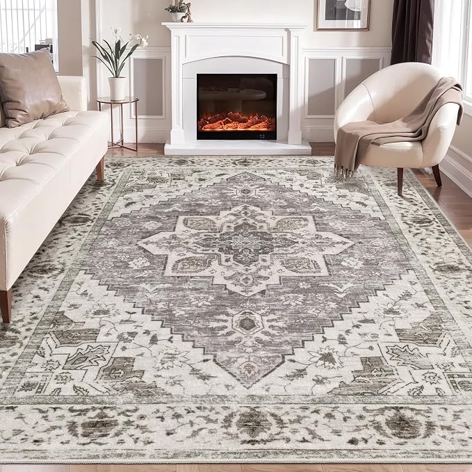 SERISSA Boho 8x10 Area Rugs, Washable Vintage Large Living Room Rug Non-Slip by SERISSAHomeDecorCollection