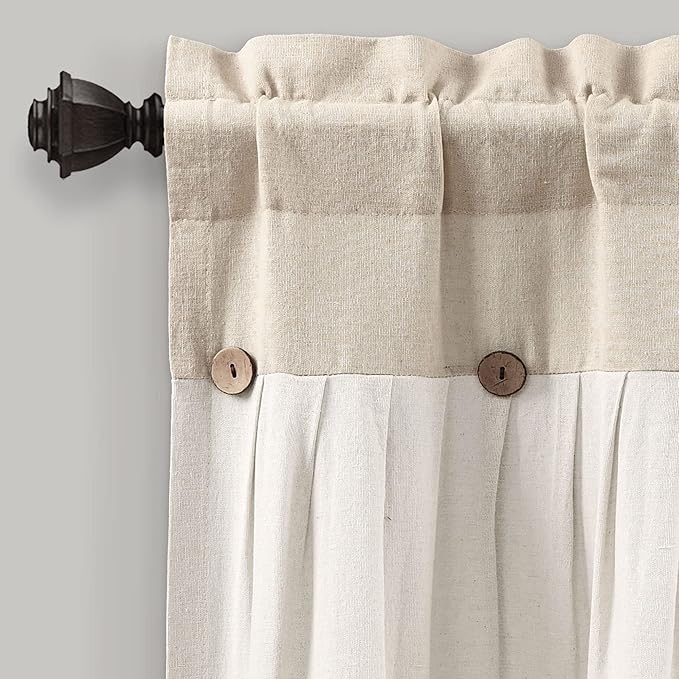 Lush Decor Linen Button Valance | 52"W x 18"L | Farmhouse Style | Coconut Husk - Image 4