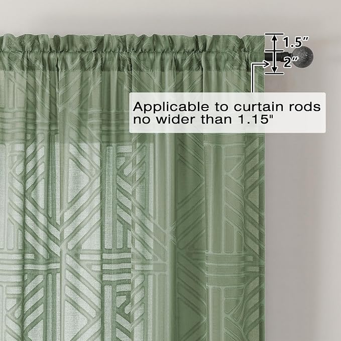 Simplebrand Sage Green Semi Sheer Curtains 84 Inches Long 2 Panels, Light - Image 4