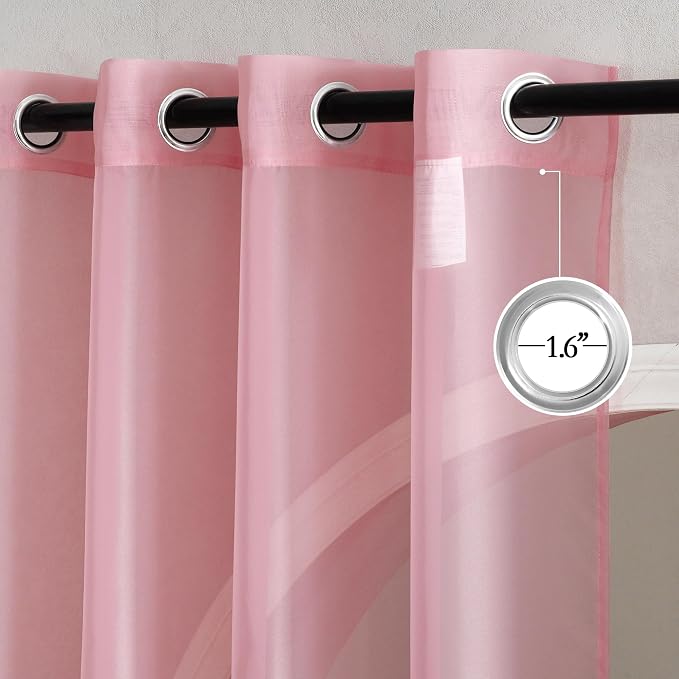 NICETOWN Pink Sheer Curtains 2 Panels - Image 2