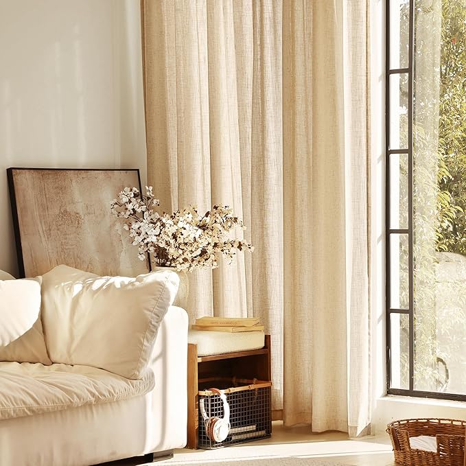 Tan Linen Curtains 102 inches Long - Image 5