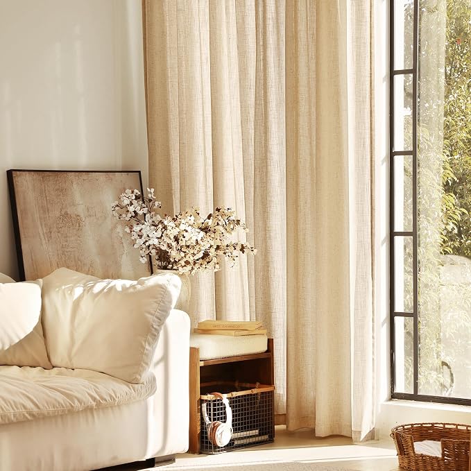Tan Linen Curtains 90 inches Long - Image 5