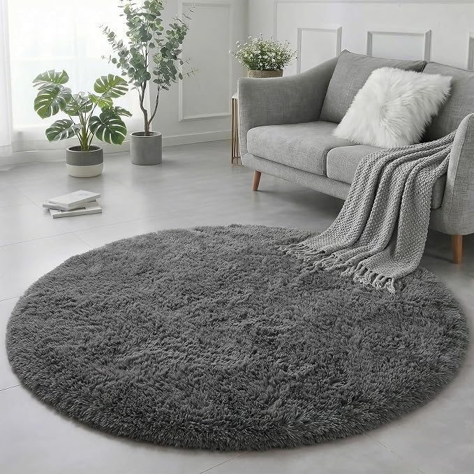 Amdrebio Grey Round Area Rugs 7Ft - Image 5