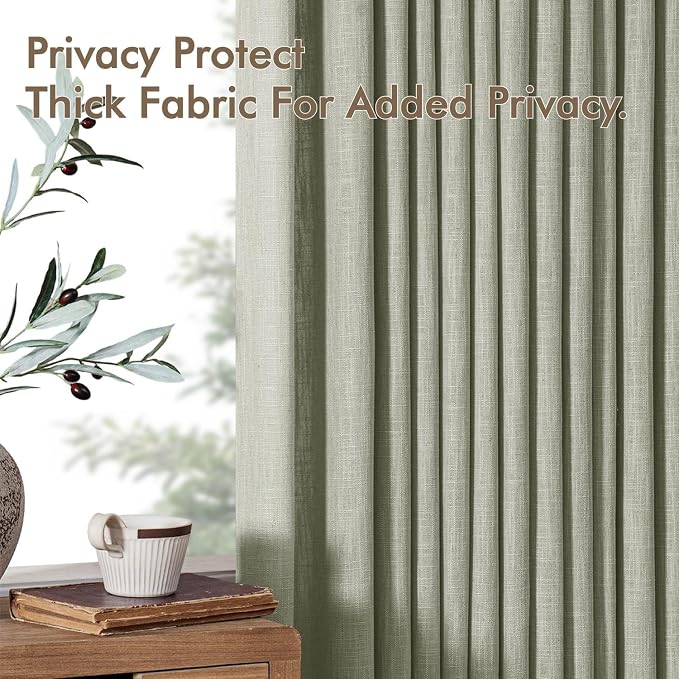 MIULEE Pinch Pleated Thick Linen Curtains 102 Inches Long 2 Panels - Image 7