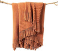 lifein Throw Blanket for Couch, Soft Boho Bed Throw, Cozy Burnt Orange Chenille by lifein