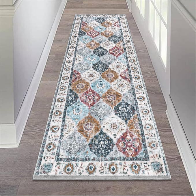 HEBE Hallway Runner Rug 2'x6' Washable Vintage Distressed Area Rugs Non Slip by HEBE