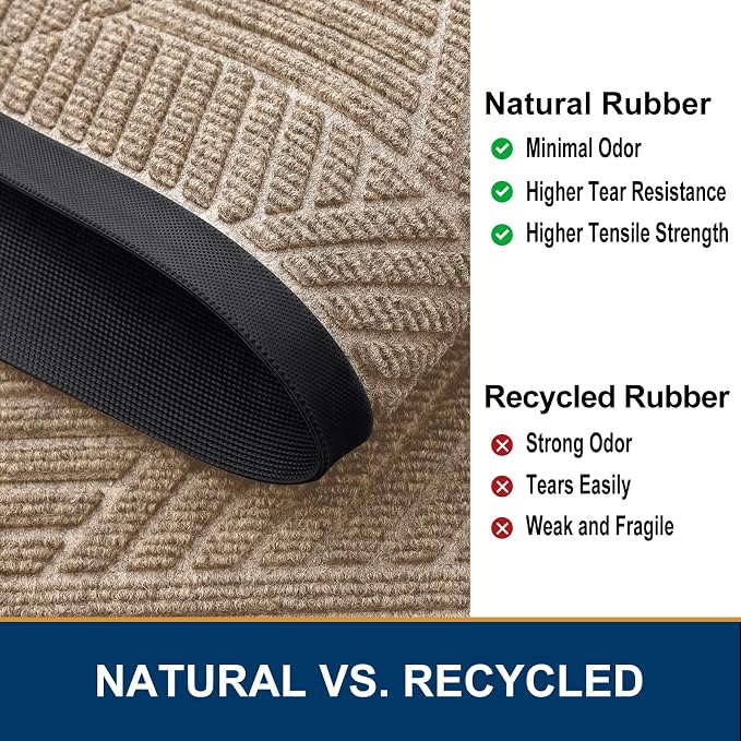 Smiry Front Door Mat Outside Entrance, Heavy Duty Sturdy Natural Rubber Doormat - Image 5