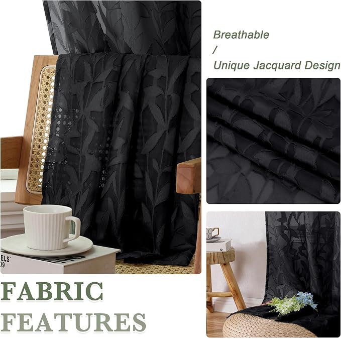 Lecloud Leia Black Sheer Curtains - Image 5