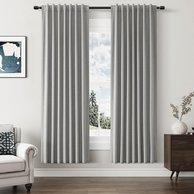 Guken 100% Blackout Linen Curtains 72 Inch Length 2 Panels Set by Guken