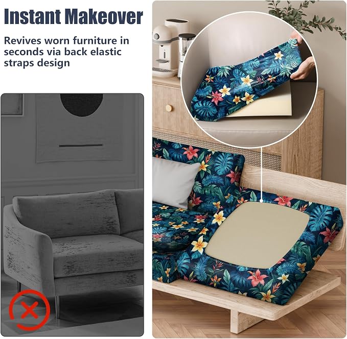 8Pcs Stretch Patio Cushion Covers, Outdoor Couch & Sofa Replacement Slipcovers - Image 5