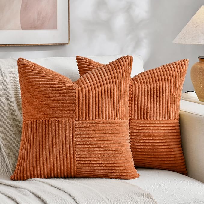 Fancy Homi 2 Packs Burnt Orange Big Decorative Throw Pillow Covers 24x24 Inch by Fancy+Homi