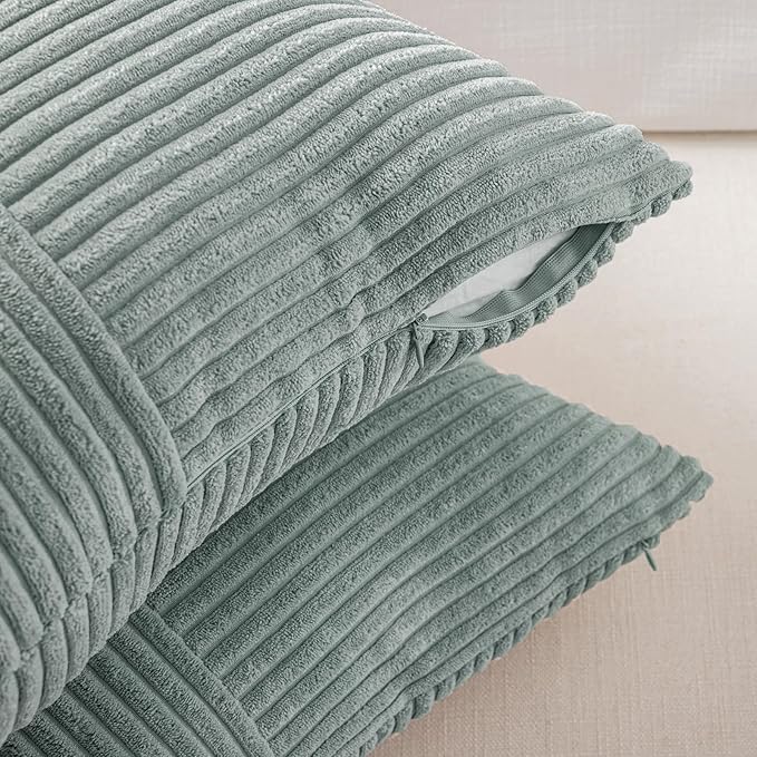 Fancy Homi 2 Packs Grey Blue Long Lumbar Decorative Throw Pillow Covers 12x24 - Image 4