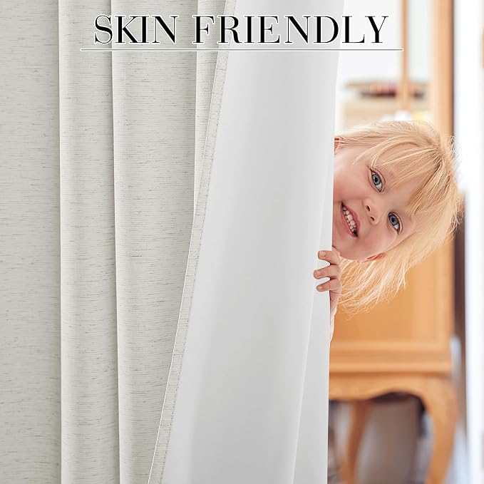 RYB HOME Ivory White 100% Blackout Curtains - Image 6