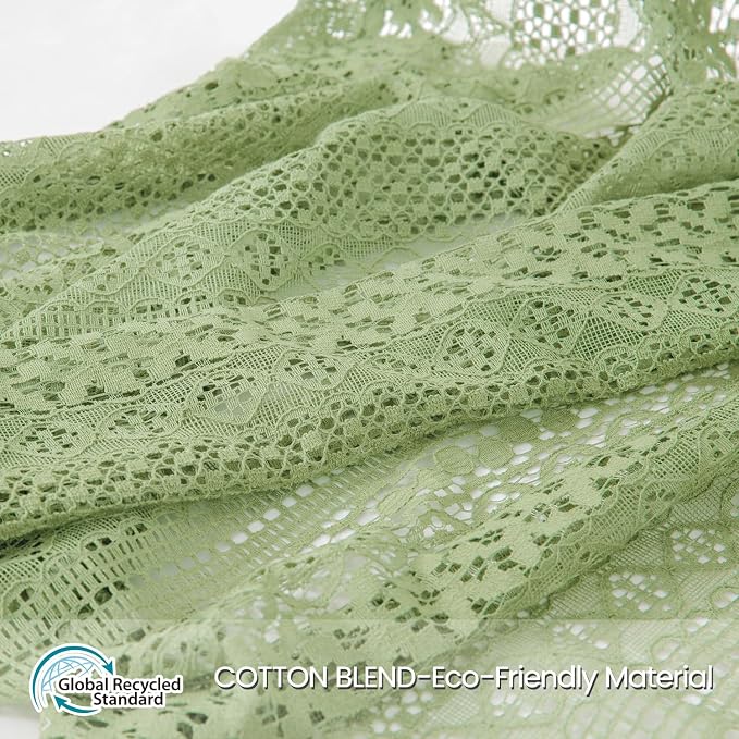 WAZZIO Boho Lace Curtains 63 Inches 2 Panel, Light Filtering Privacy Tassel & - Image 5