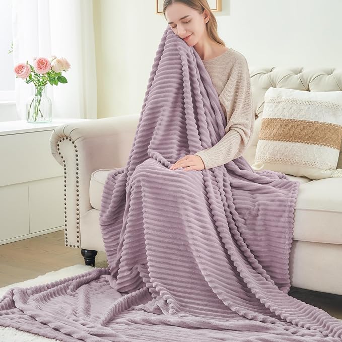 BEDELITE Fleece Throw Blanket for Couch – 3D Ribbed Jacquard Soft and Warm - Image 6