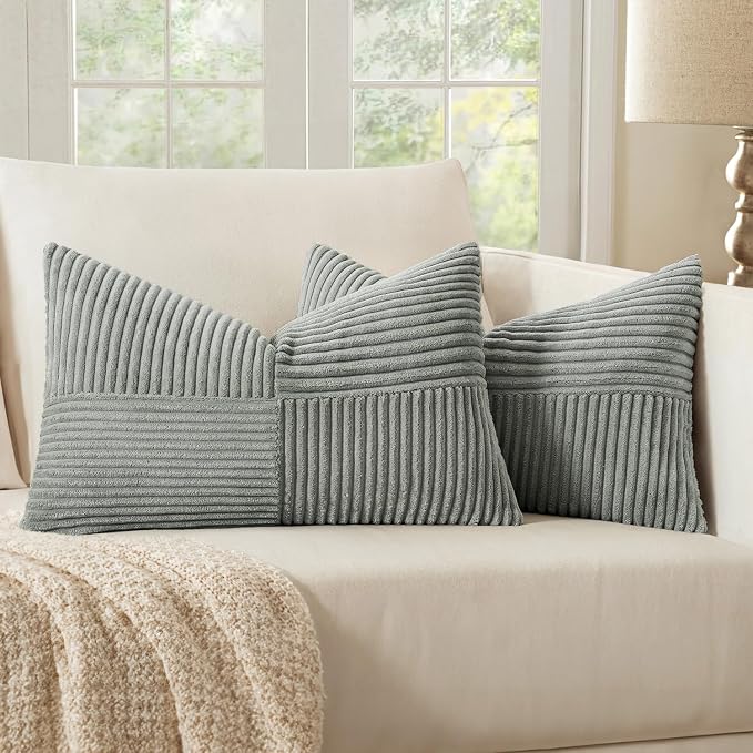MIULEE Silver Grey Decorative Lumbar Throw Pillow Covers 12x20 Inch by MIULEE