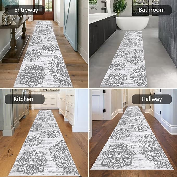 HEBE Hallway Runner Rug 2'8''x14' Washable Vintage Distressed Area Rugs Non - Image 6