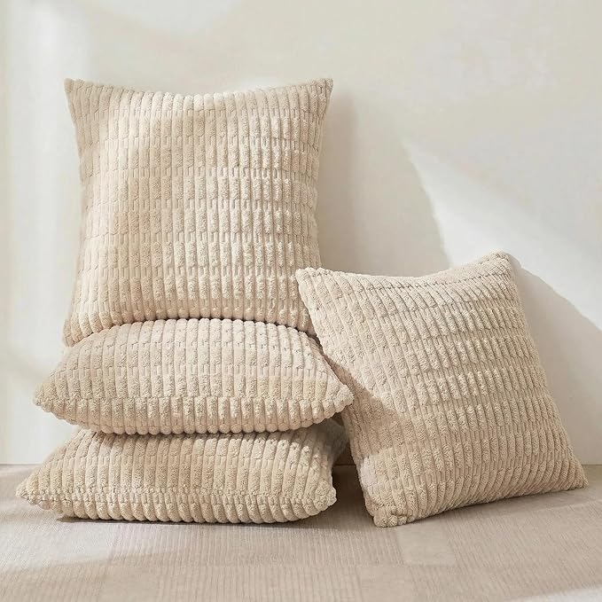 Fancy Homi 4 Packs Tan Decorative Throw Pillow Covers 16x16 Inch - Image 2