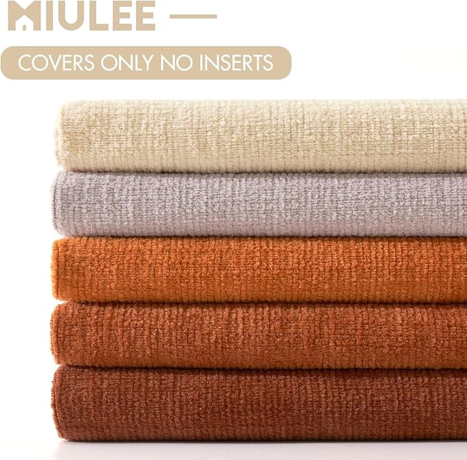 MIULEE Halloween Fall Burnt Orange Chenille Lumbar Pillow Covers, 12x20 | Set - Image 6
