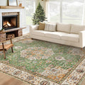 Area Rug 6x9 Washable Rug, Vintage Boho Medallion Rugs Non-Slip Soft Low Pile by VECARF