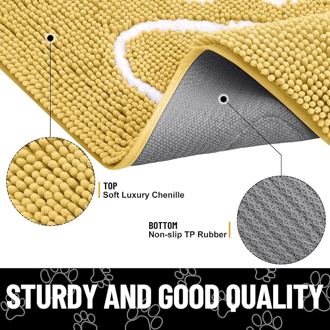 Smiry Dog Door Mat for Muddy Paws, Absorbent Dirt Trapper Non Slip Quick Dry - Image 3