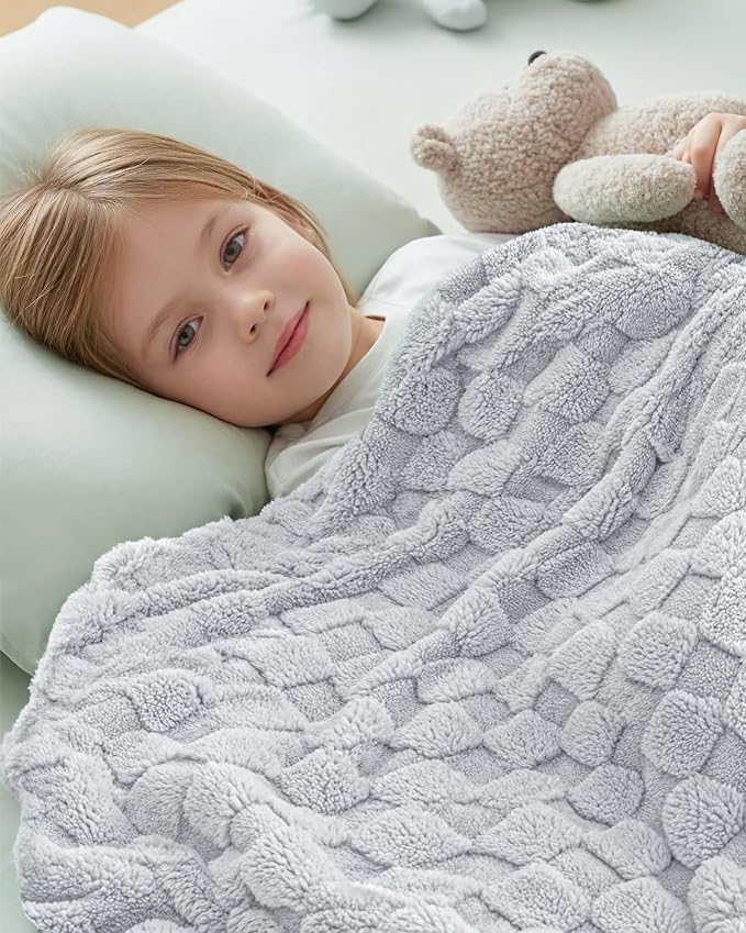 Utopia Bedding Cool Grey Checkered Fleece Twin Blanket - Image 8