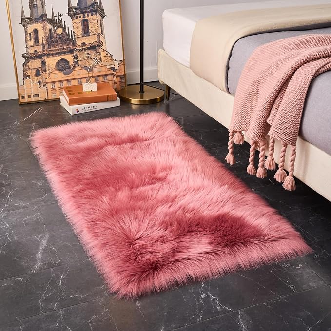 EasyJoy Ultra Soft Fluffy Shaggy Area Rug Faux Fur Rug Chair Cover Seat Pad - Image 3