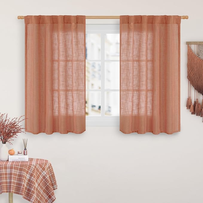 LAMIT Terracotta Linen Curtains 40 Inch by LAMIT