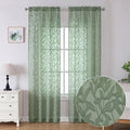 Lecloud Leia 2 Panels Sheer Sage Green Curtains 96 Inches Long, Patio by Lecloud