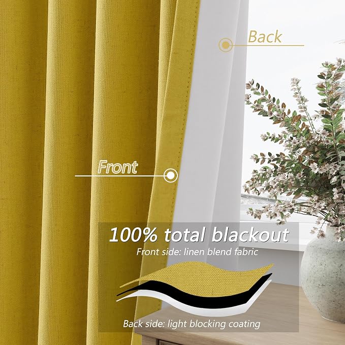 Guken 100% Blackout Curtains 108 Inch Length 2 Panels Set - Image 5