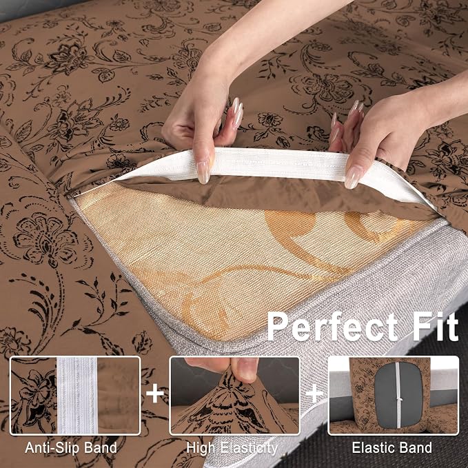 Leather Look Couch Cushion Covers Sofa Seat Slipcovers Sets Couches Furniture - Image 4