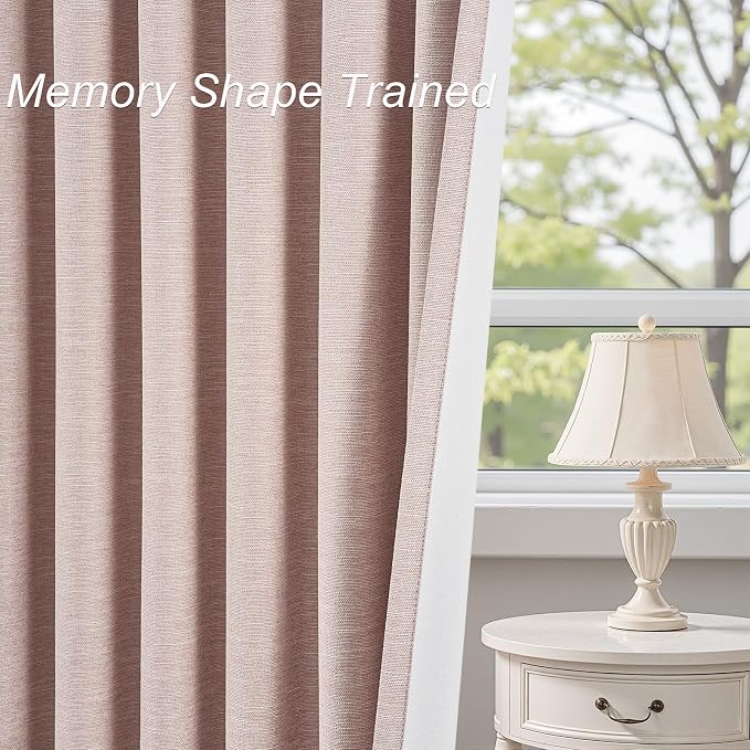 Topfinel Dusty Pink Linen Blackout Curtains 90 Inch Length 2 Panels - Image 6