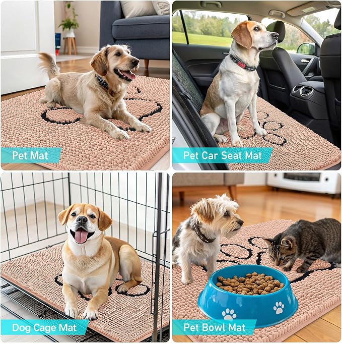 OLANLY Dog Door Mat for Muddy Paws 48x30, Paw Print Design, Absorbs Moisture - Image 7