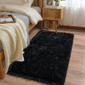 Soft Runner Rugs for Bedroom Hallways, 2x4 Black Fluffy Shag Throw Area Rug Non by Ailyei