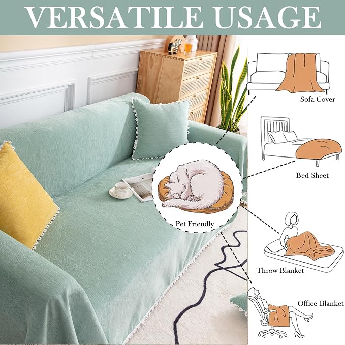 HANDONTIME Cute Sofa Covers Light Green Couch Covers - Image 4