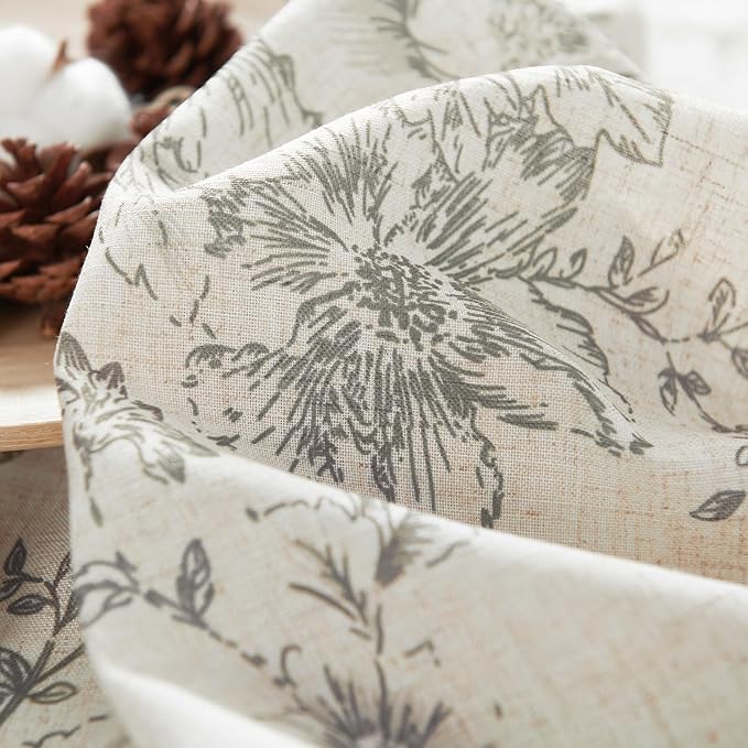 jinchan Lined Linen Blend Curtain Floral Curtains - Image 9