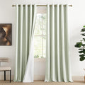 NICETOWN 100% Blackout Sage Green Linen Curtains 90" Length by NICETOWN