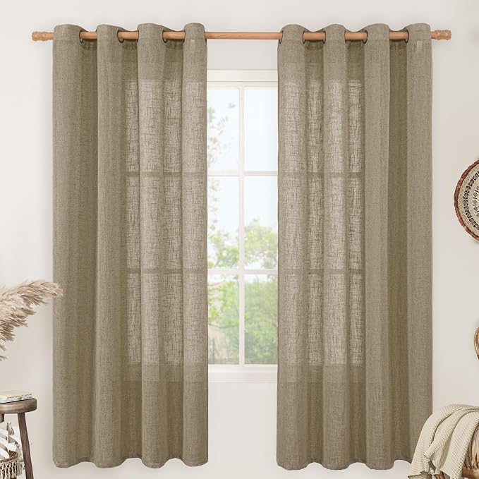 LAMIT Taupe Linen Curtains 72 Inch Length by LAMIT