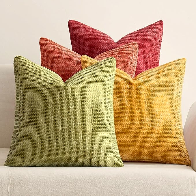 MIULEE Pack of 4 Burnt Orange Couch Throw Pillow Covers 16x16 Inch Yellow Green by MIULEE