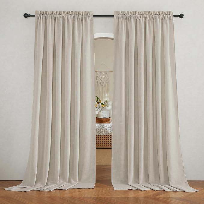 RYB HOME Extra Wide Semi Sheer Curtains, Back Tab Room Divider by RYBHOME