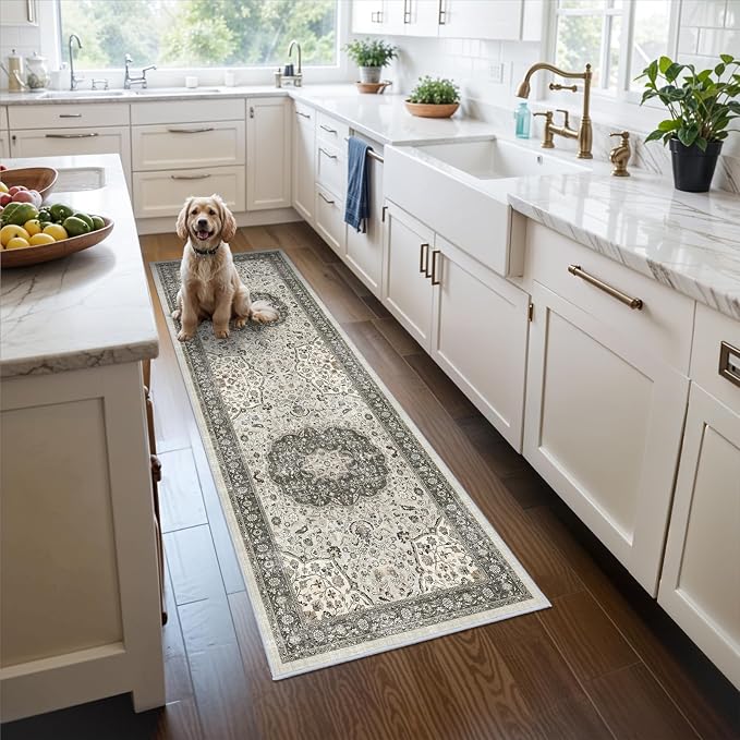 Hallway 2x6 Washable Runner Rug: Oriental Stain Resistant Kitchen Entryway Rugs by HYHAOYUNLAI