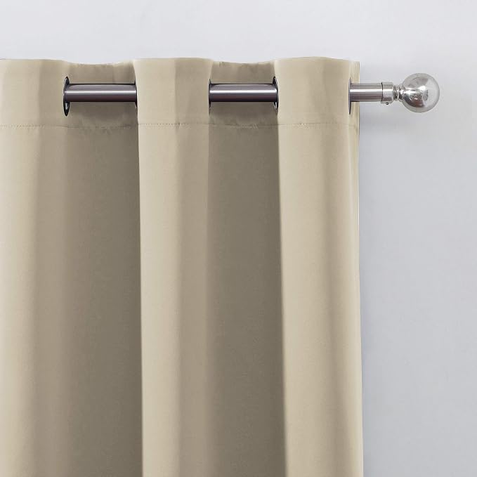 LEMOMO Blackout Curtains 42 x 95 inch/Beige Curtains Set of 2 Panels/Thermal - Image 7