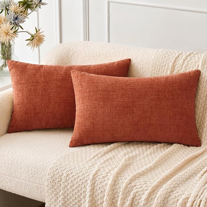 MIULEE Pack of 2 Couch Throw Pillow Covers 12x20 Inch Soft Burnt Orange by MIULEE