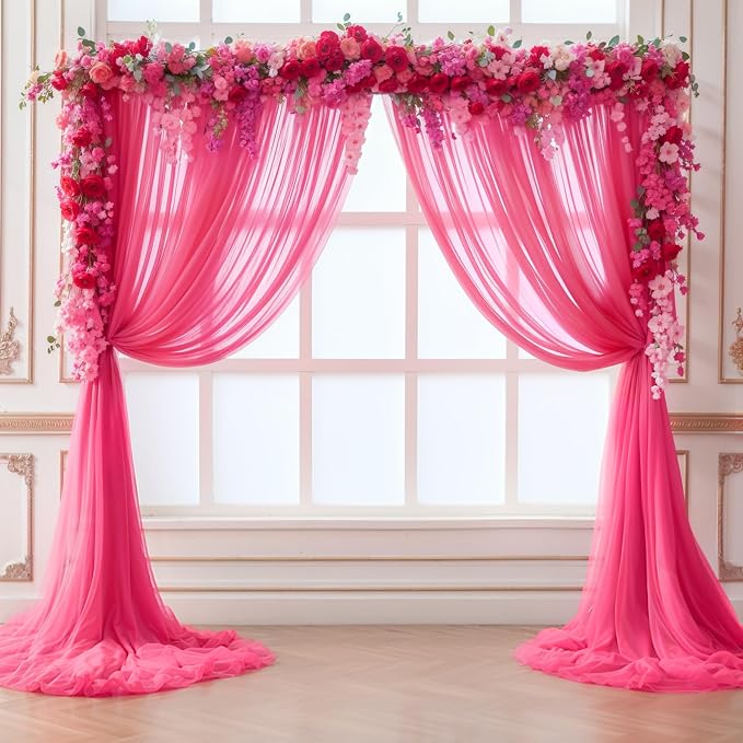 Hot Pink Tulle Backdrop Curtain - Image 5