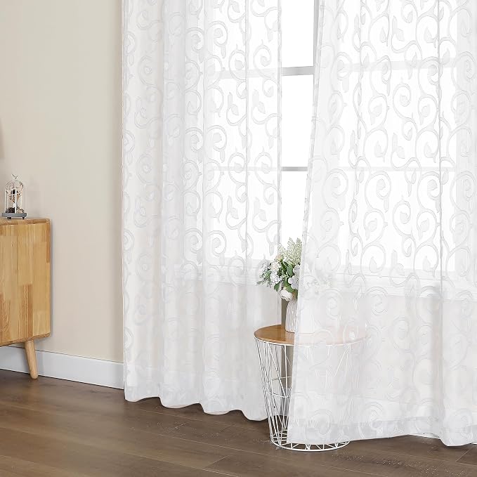 OWENIE Furman Extra Long Sheer White Curtains 96 inches Long - Image 6