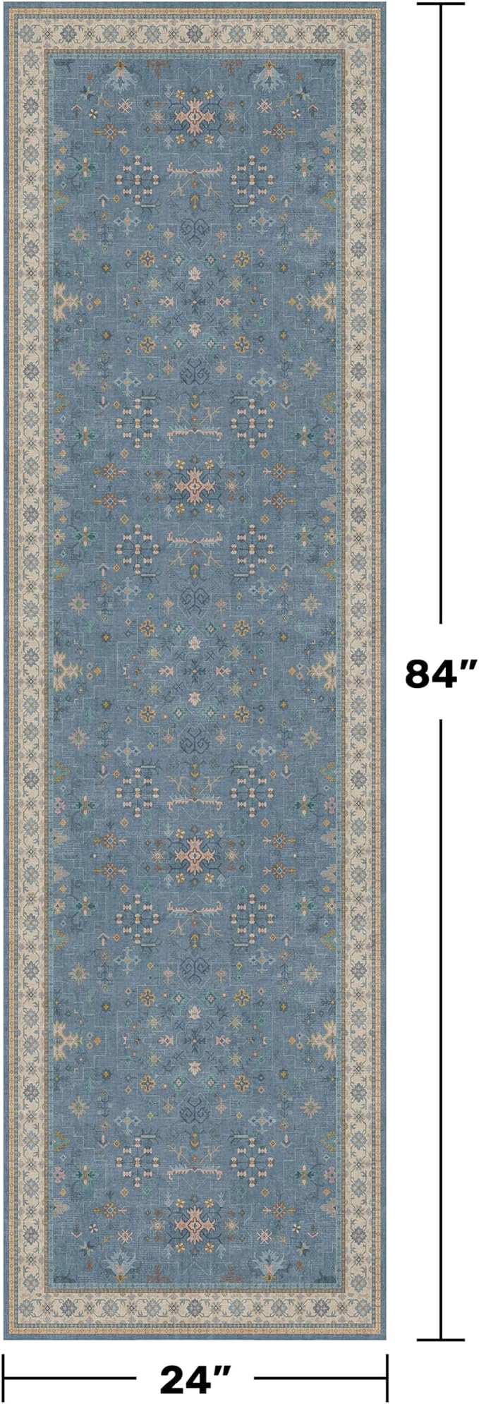 Light Blue 2x7 Washable Kitchen Runner - Image 2