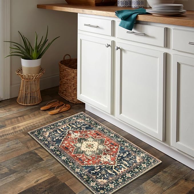 Yamaziot Washable Area Rug, 2x3 Small Entryway Rug Non-Slip Boho Vintage Rug - Image 6