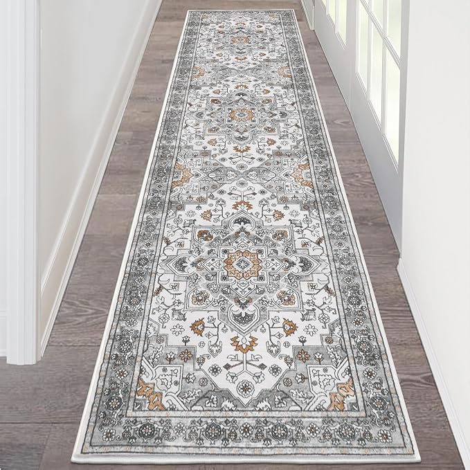 HEBE Hallway Runner Rug 2'x8' Washable Vintage Distressed Area Rugs Non Slip by HEBE