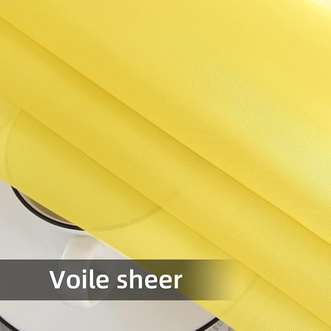 youleyar Solid Sheer Rod Pocket Curtain Voile Draperies 2 Panels White Beige - Image 6